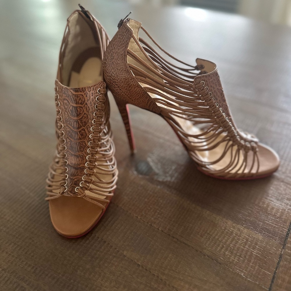 Christian Louboutin Brown Strappy Heels
